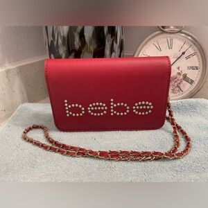 bebe Red Studded Chain Shoulder Crossbody